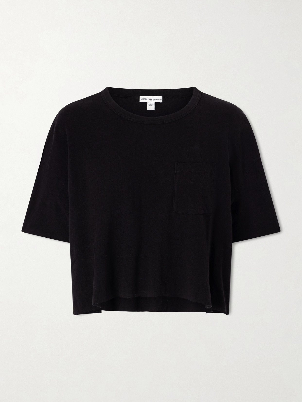 James Perse Cropped Cotton-blend Jersey T-shirt In Black