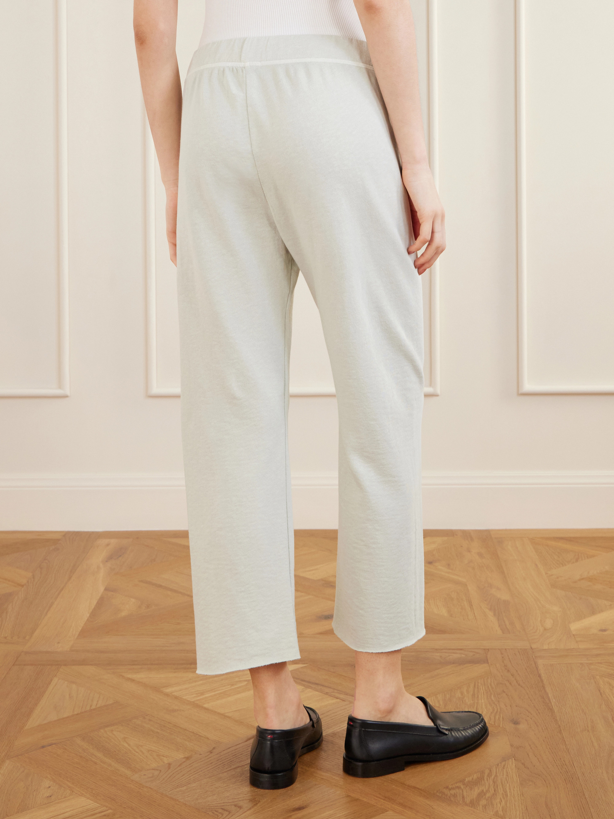 James Perse Cropped brushed cotton-terry straight-leg sweatpants