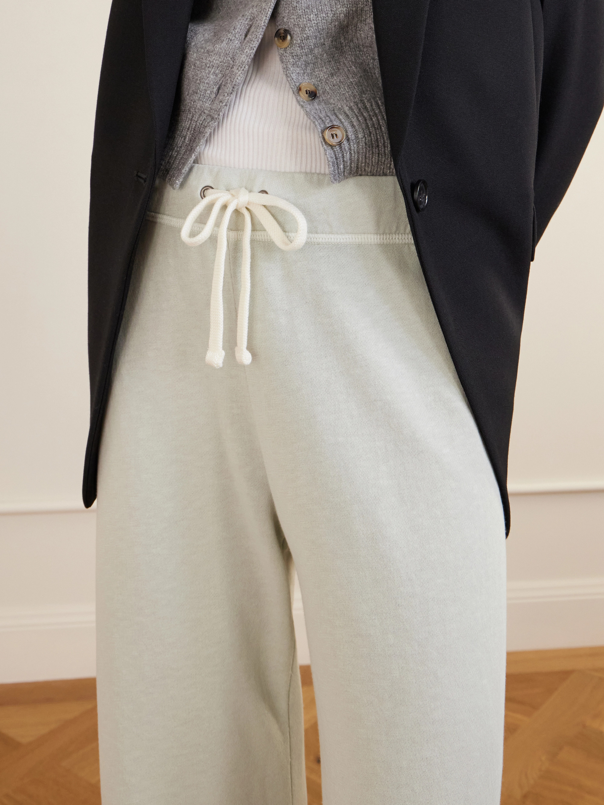 James Perse Cropped brushed cotton-terry straight-leg sweatpants
