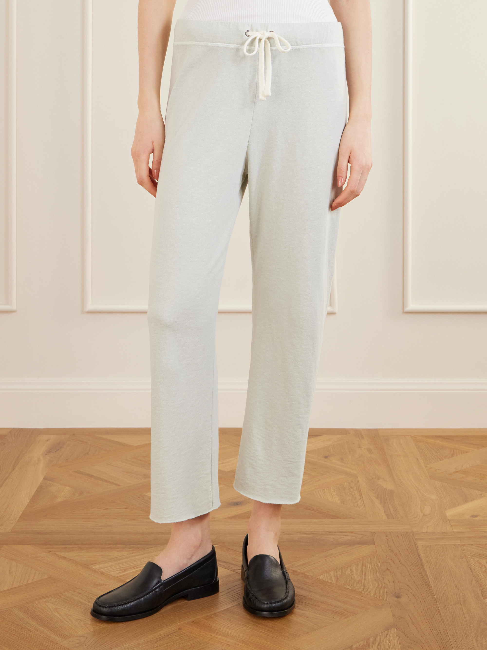 James Perse Cropped brushed cotton-terry straight-leg sweatpants