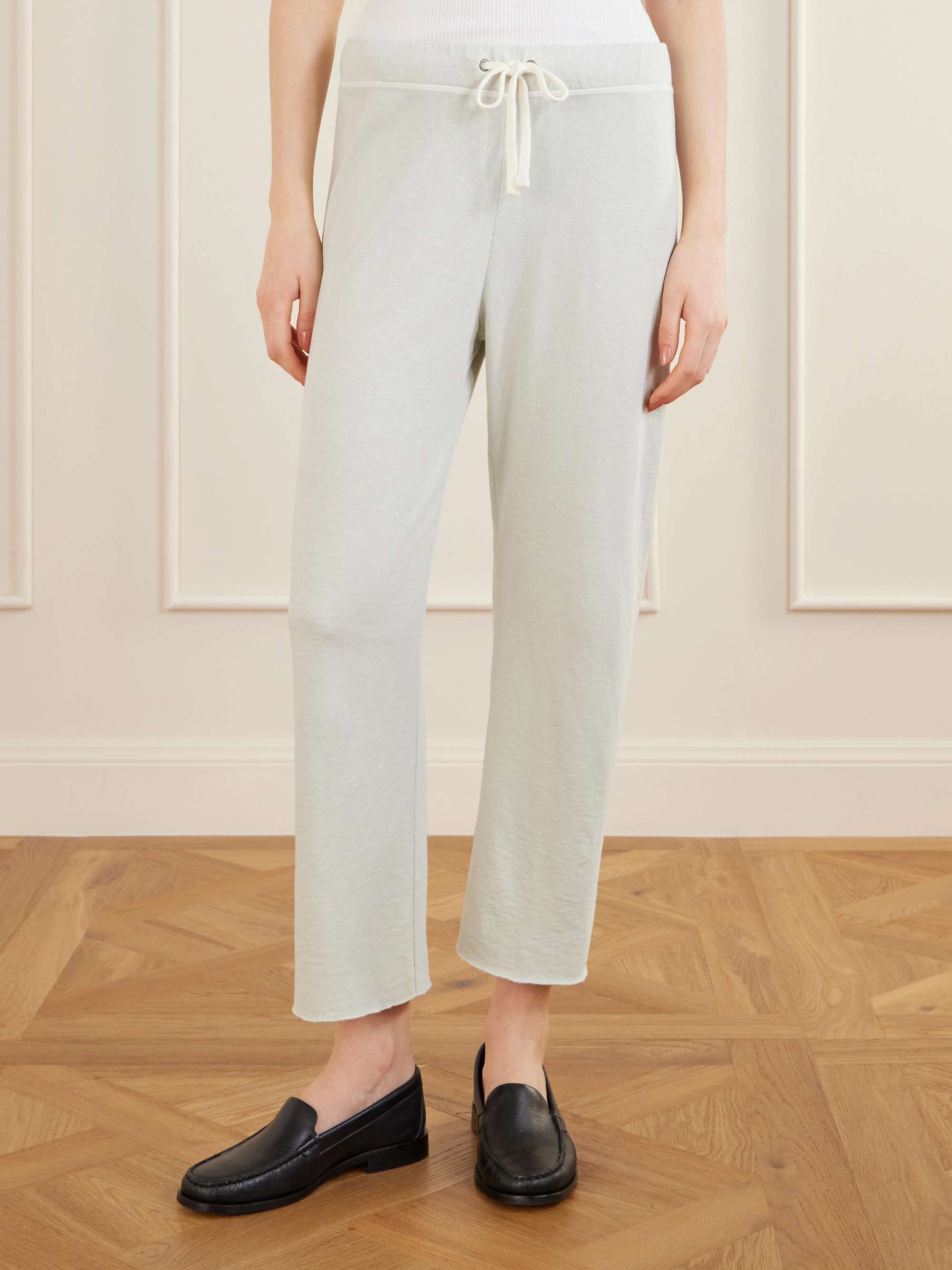 JAMES PERSE Cropped Supima cotton-terry track pants
