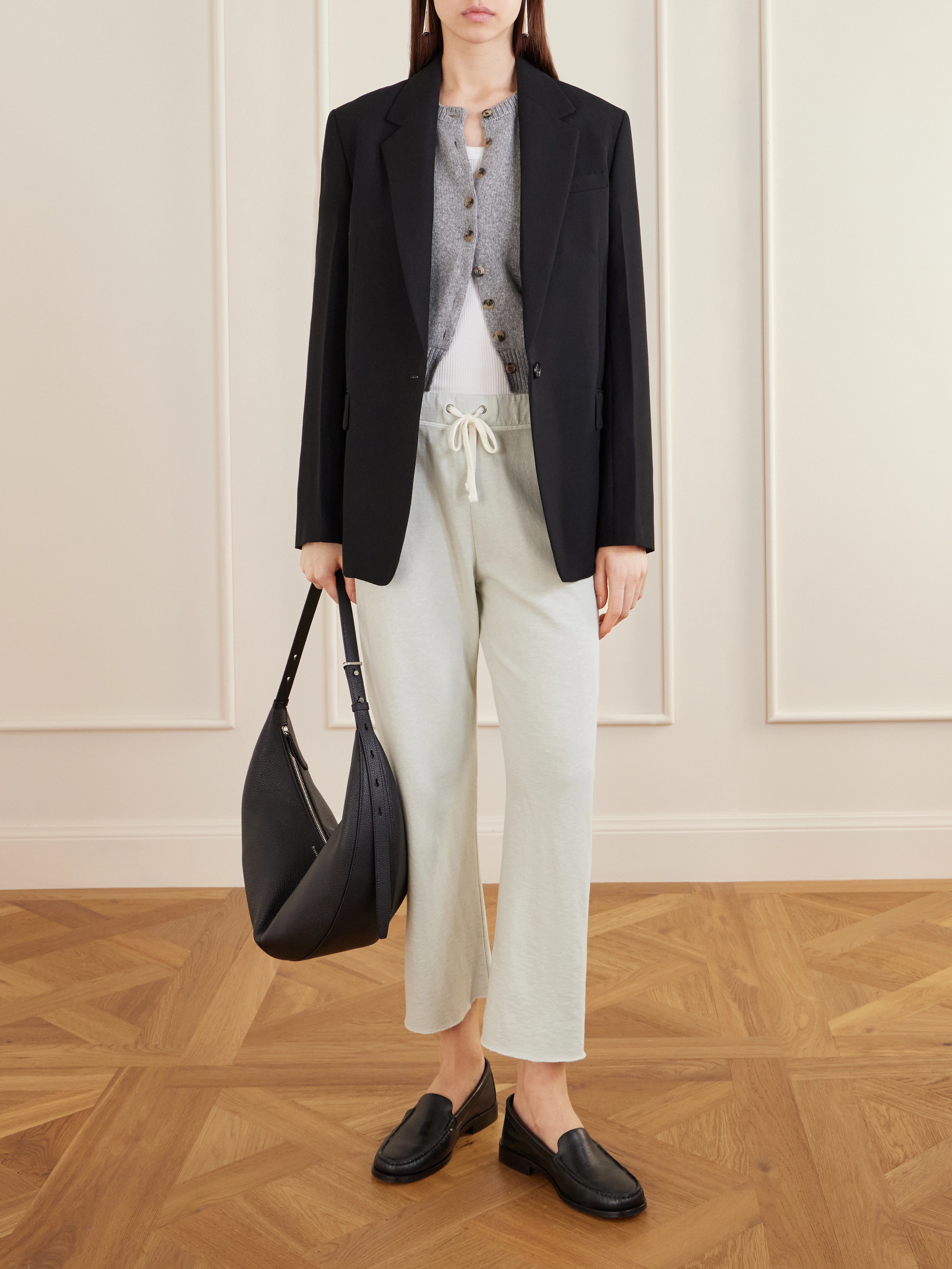 James Perse Cropped brushed cotton-terry straight-leg sweatpants