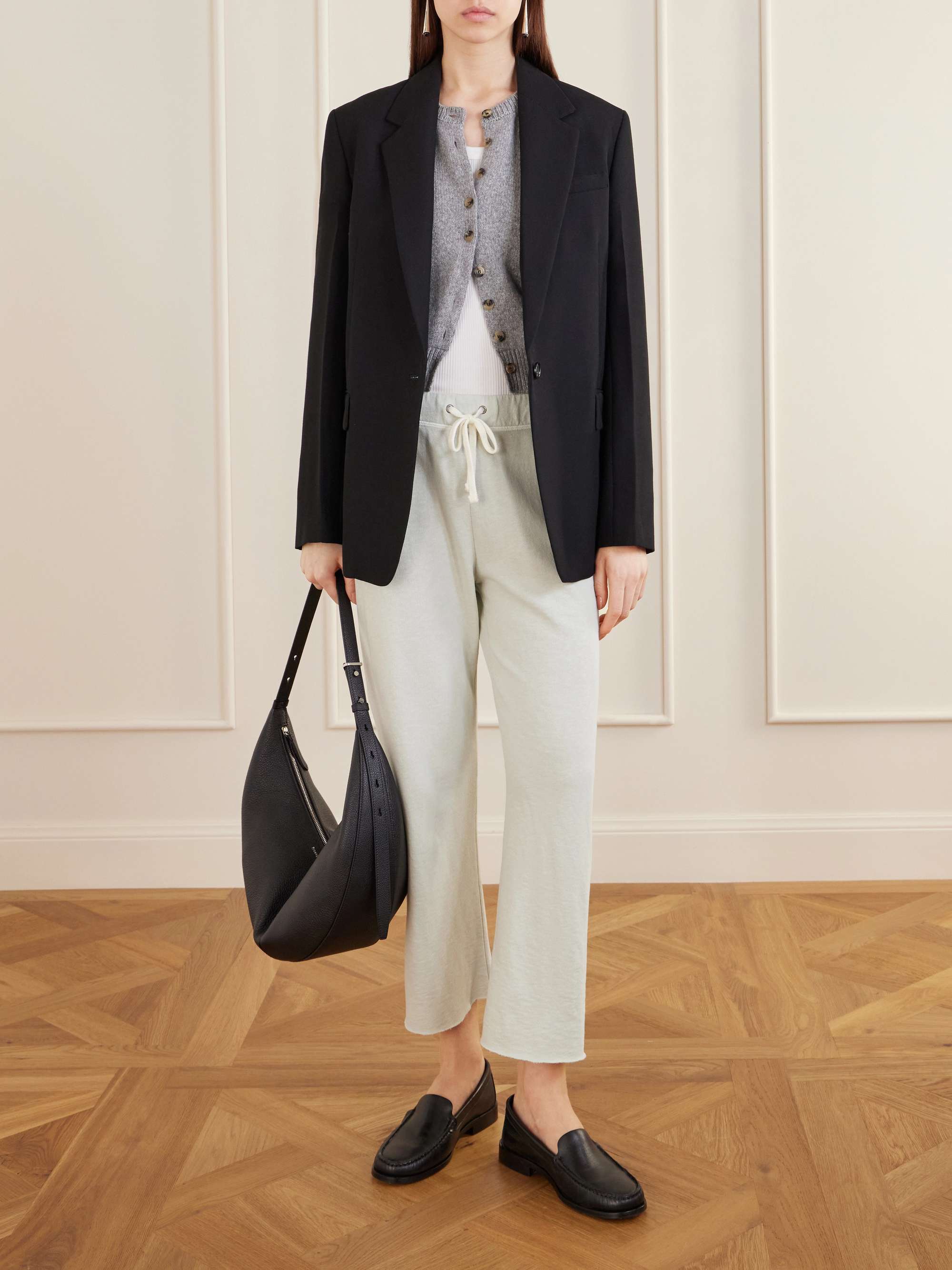 JAMES PERSE Cropped Supima cotton-terry track pants