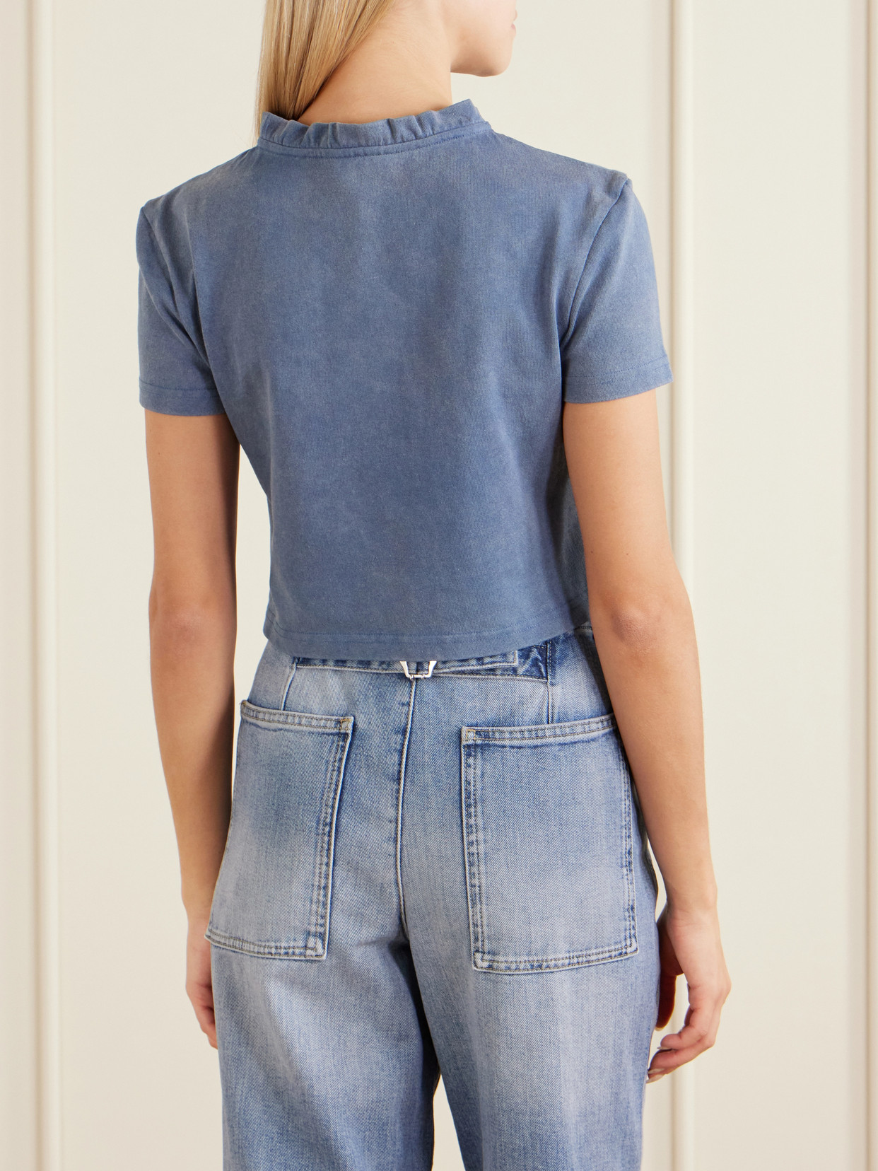 Shushu/Tong - Embroidered Lace-Trimmed Cotton T-Shirt