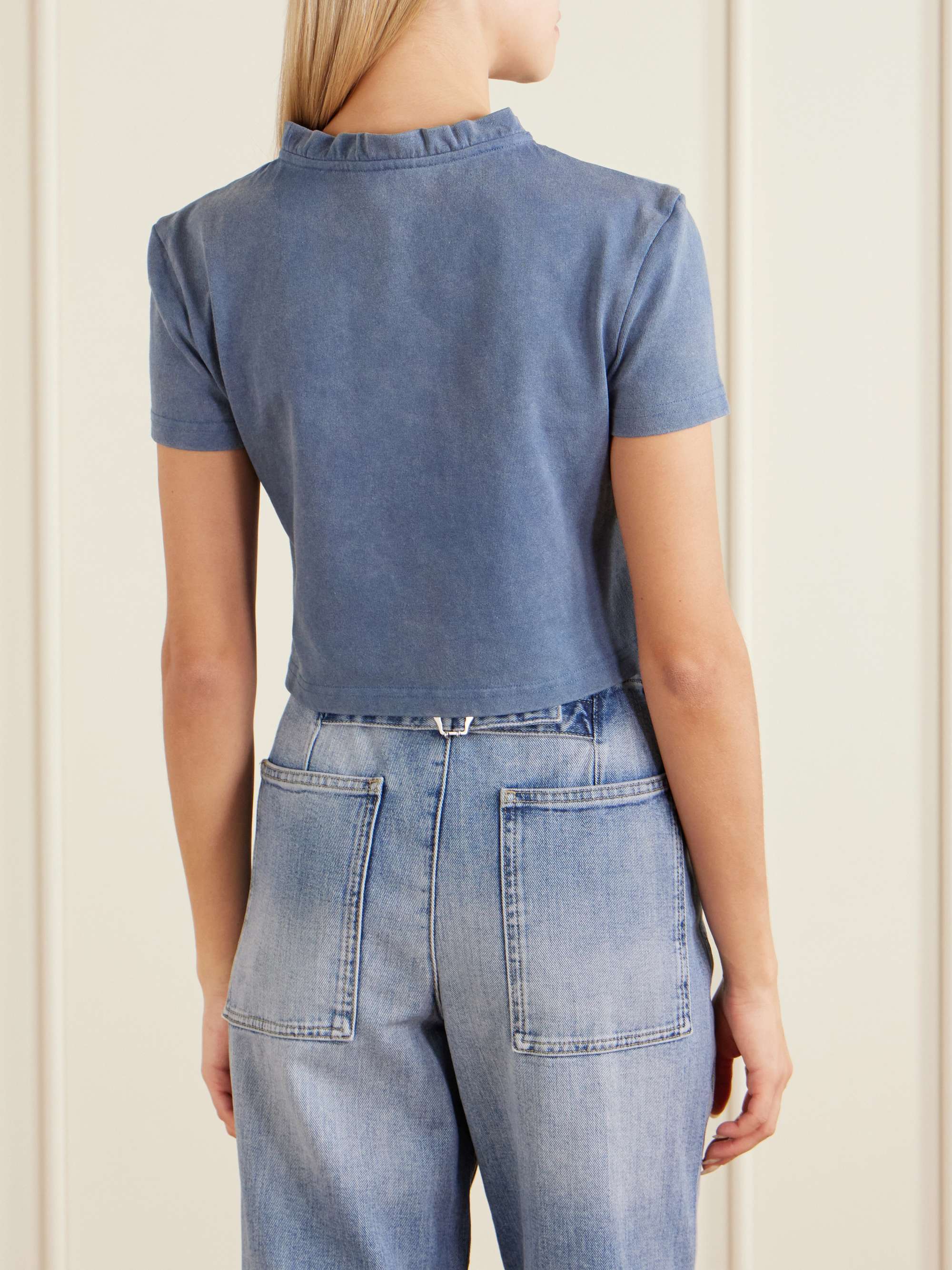 SHUSHU/TONG Embroidered lace-trimmed cotton T-shirt | NET-A-PORTER
