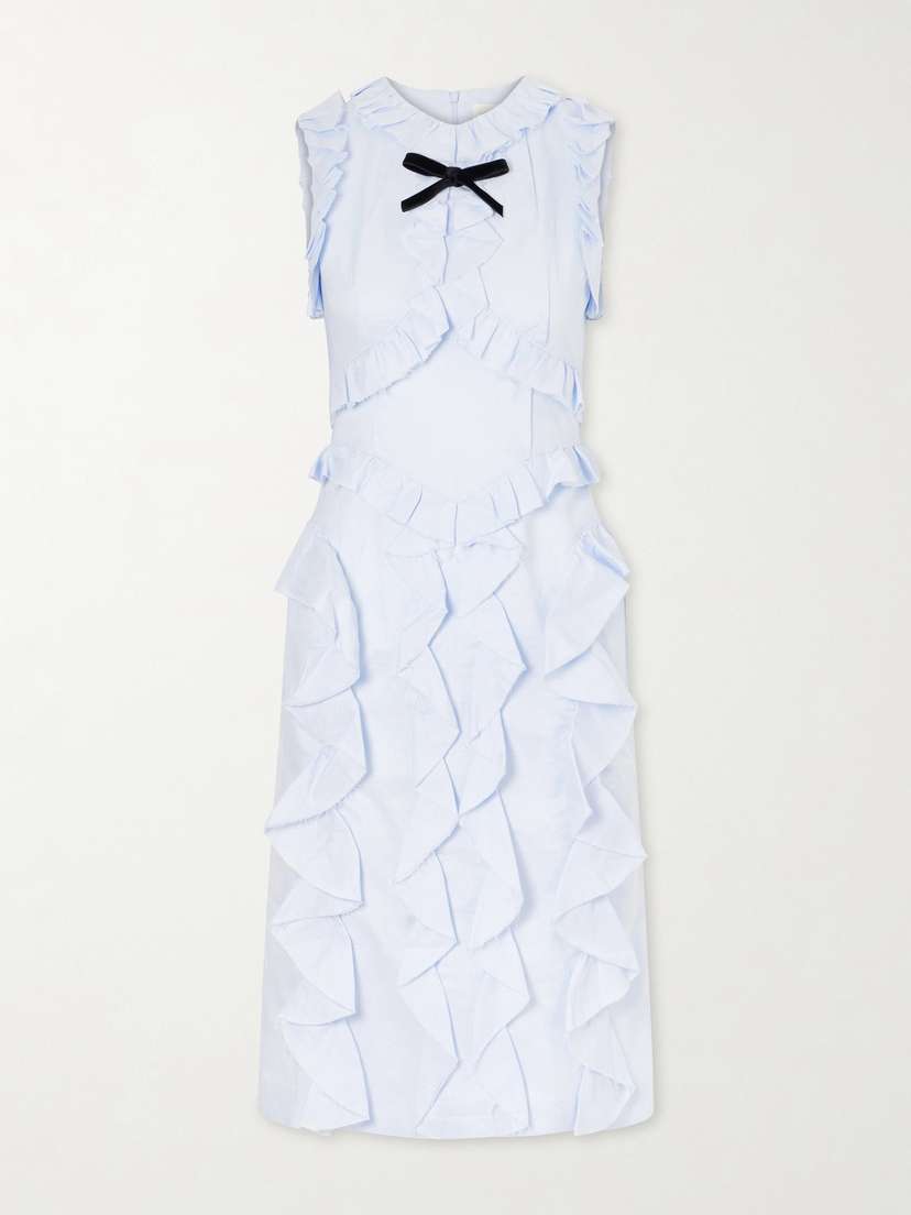 SHUSHU/TONG Ruffled Linen Midi Dress