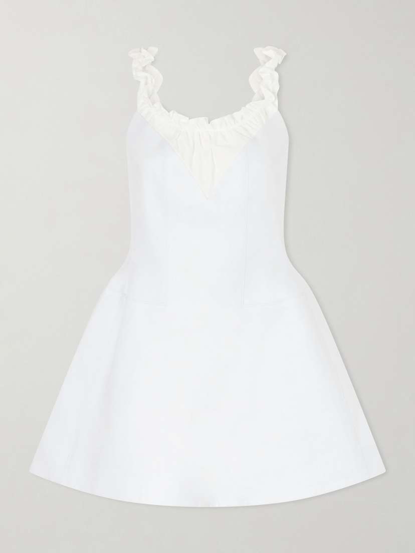 SHUSHU/TONG Gathered Paneled Linen Mini Dress