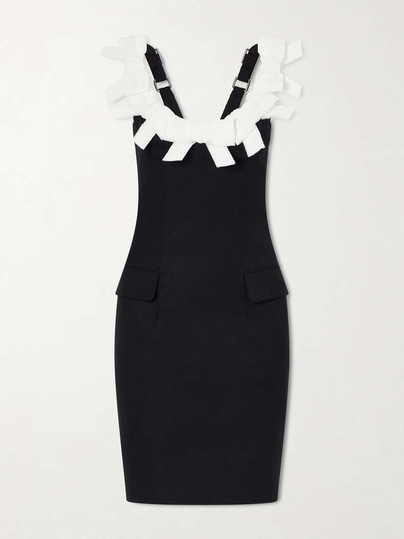 SHUSHU/TONG Bow-detailed Grain De Poudre Mini Dress
