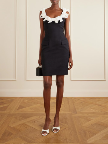SHUSHU/TONG Bow-detailed grain de poudre mini dress