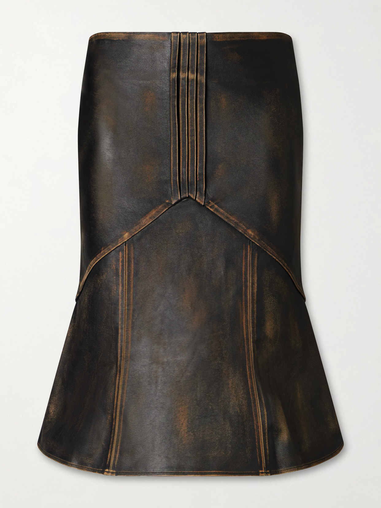 Shushu-tong Leather Midi Skirt In Multi