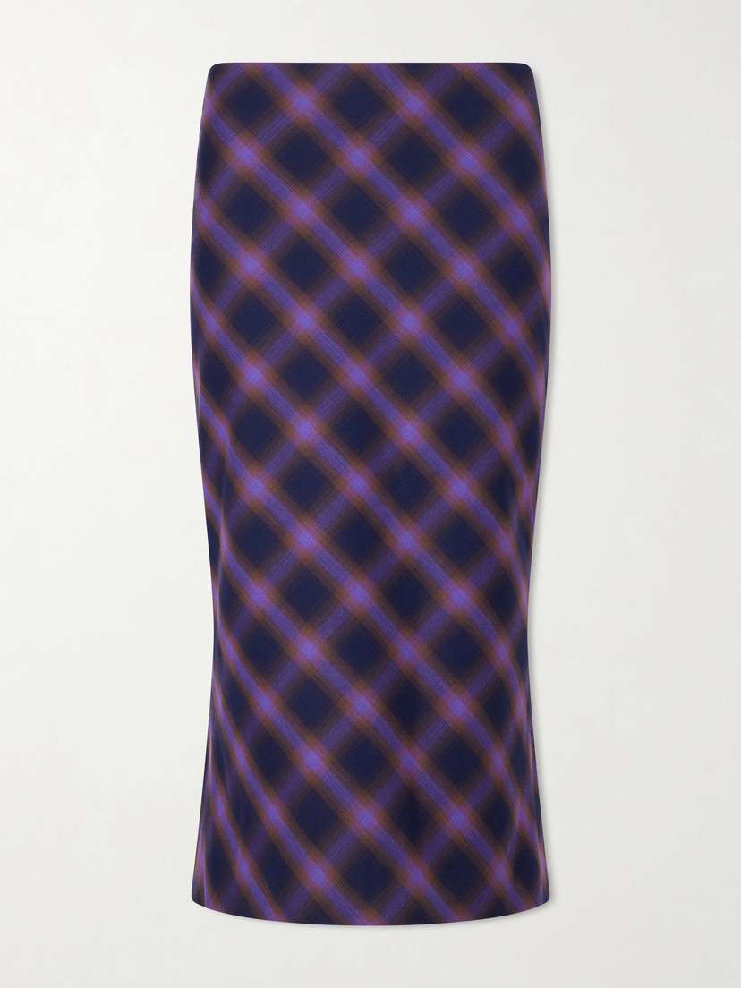 SHUSHU/TONG Checked Cotton-blend Midi Skirt