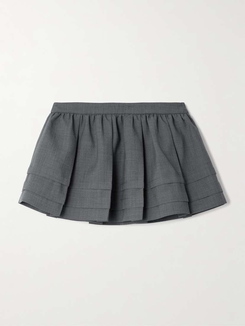 SHUSHU/TONG Tiered Grain De Poudre Mini Skirt