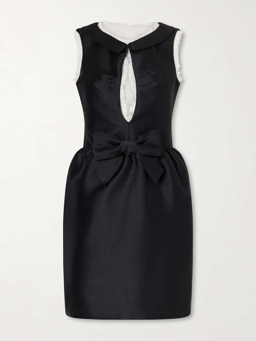 SHUSHU/TONG Bow-detailed Silk-trimmed Crepe Mini Dress
