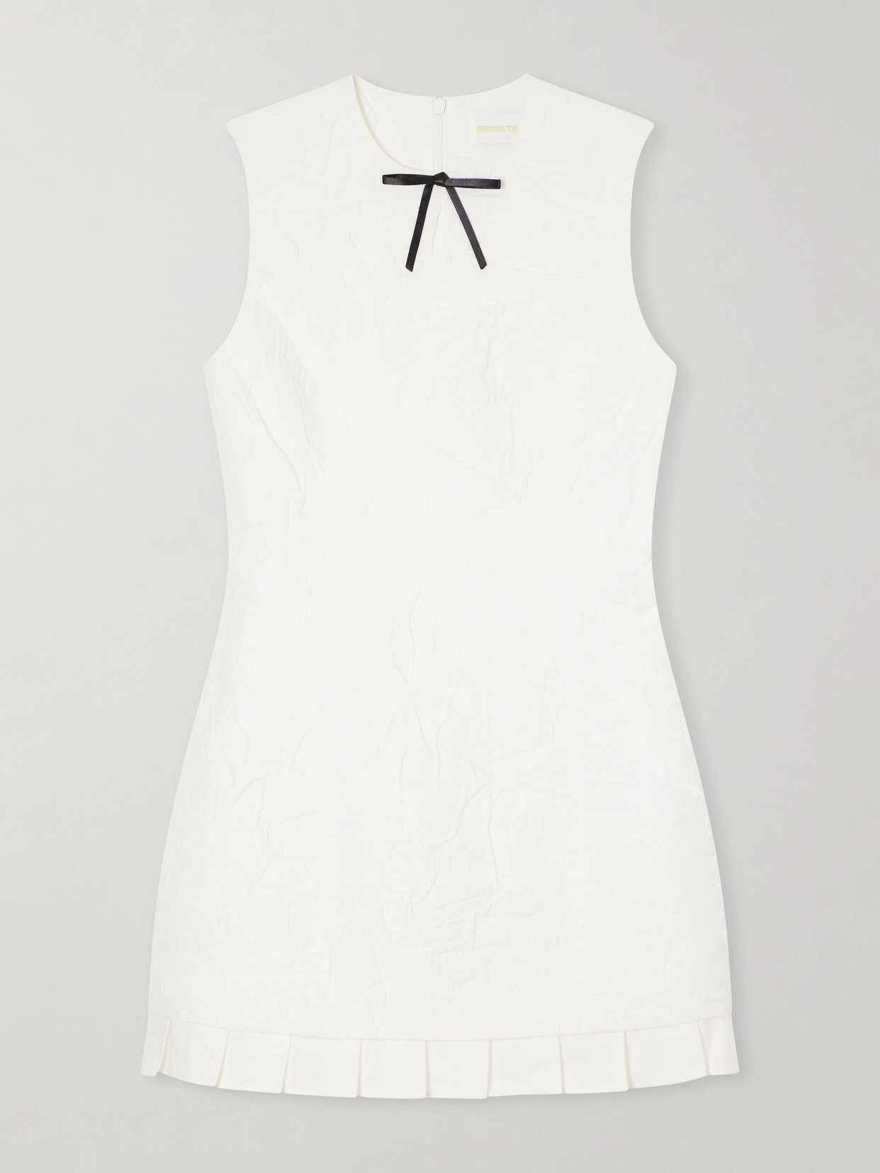 Shushu-tong Bow-detailed Cotton Mini Dress In White