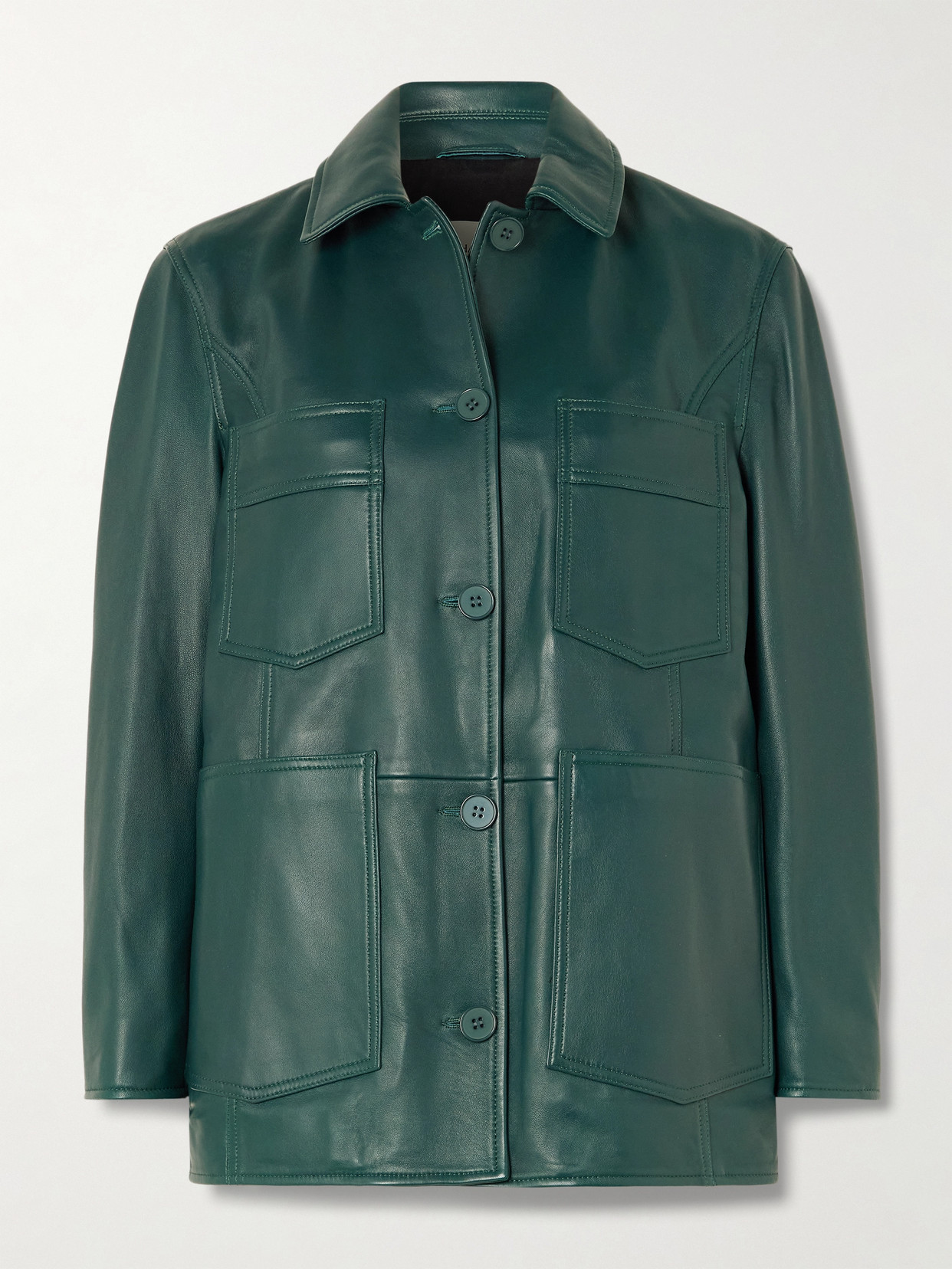 Nour Hammour Seleste Paneled Leather Jacket In Blue