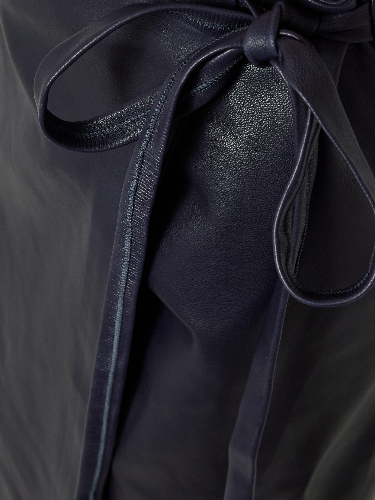 Paneled Leather Maxi Wrap Skirt