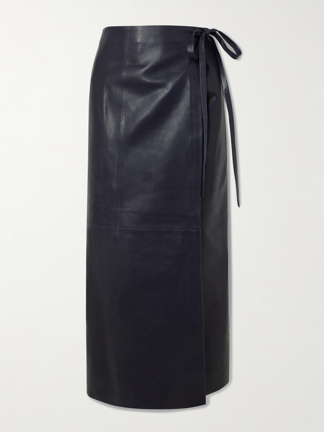 Nour Hammour Paneled Leather Maxi Wrap Skirt In Black