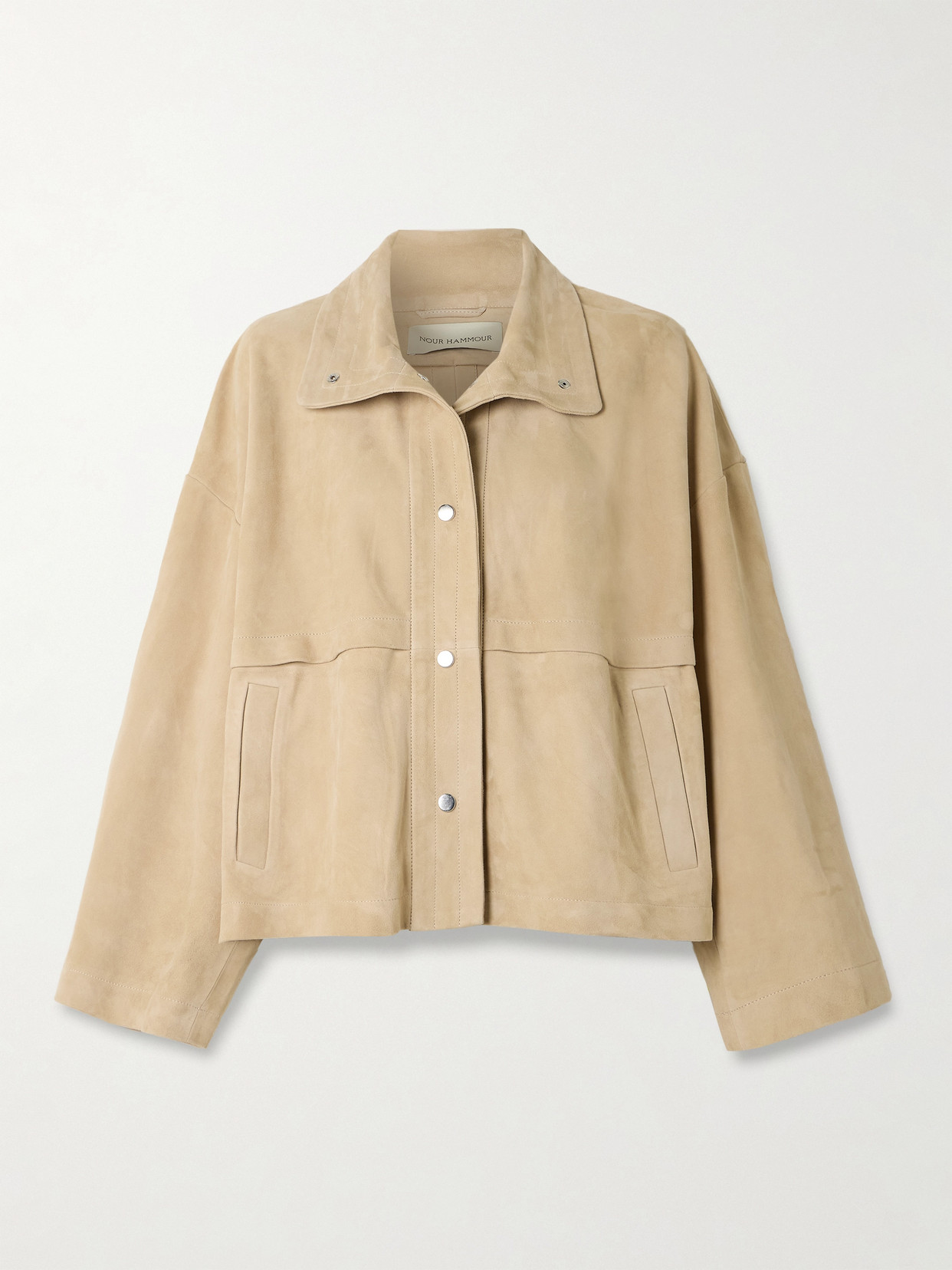 Nour Hammour Park Oversized Suede Jacket In Neutral