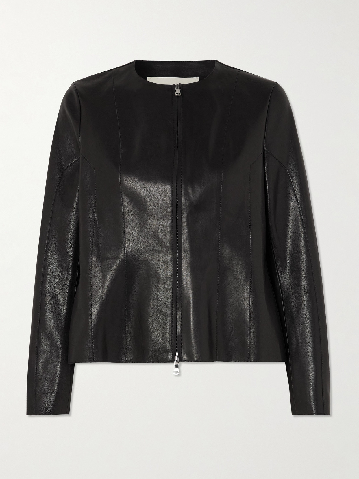 Nour Hammour Paneled Leather Jacket In Black