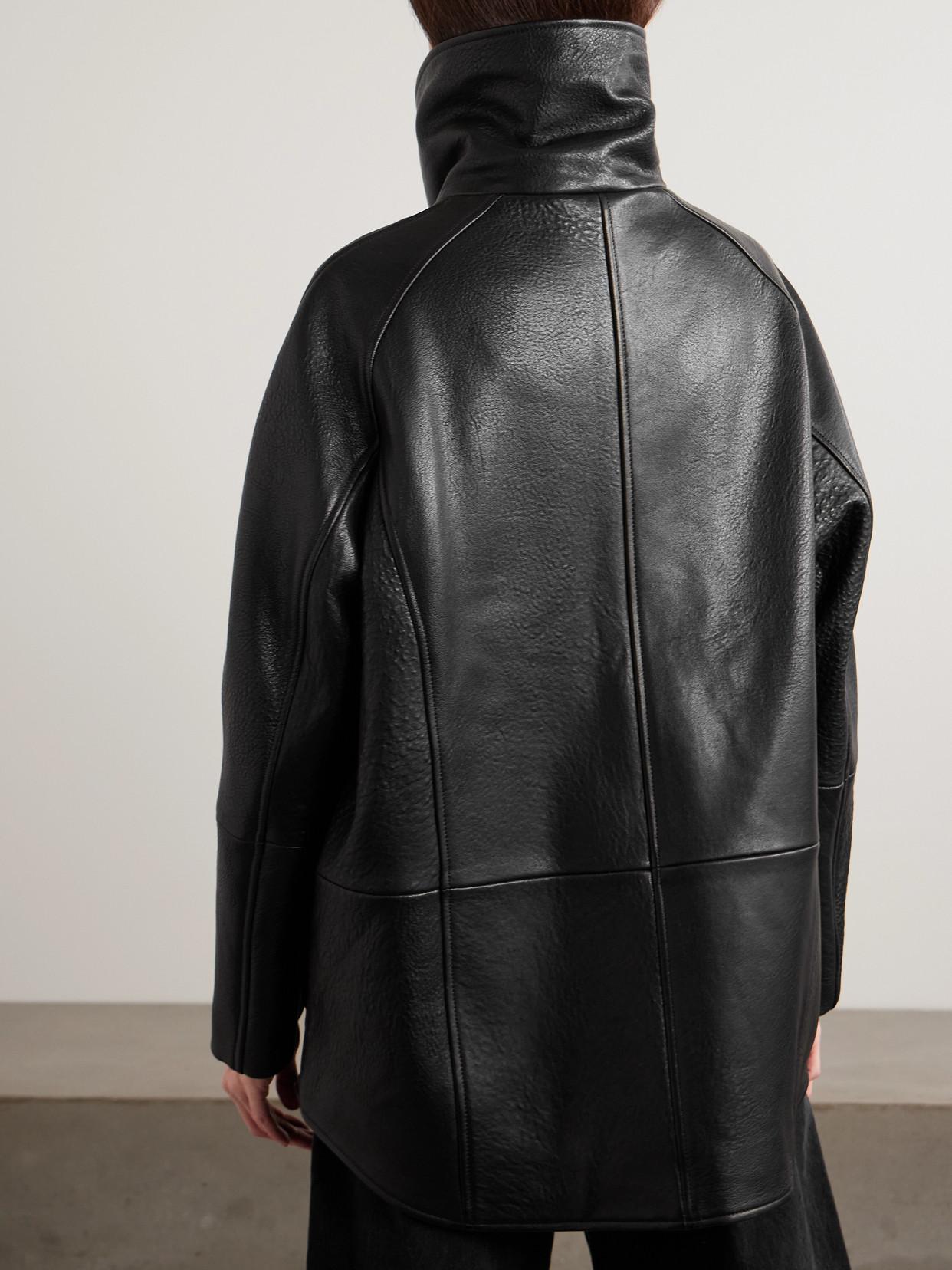 Ansel Oversized Textured-Leather Jacket