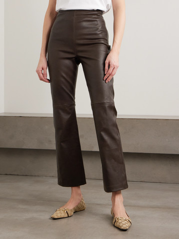 NOUR HAMMOUR Paneled leather flared pants