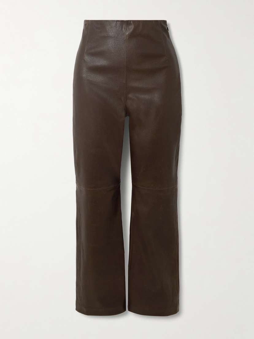 Nour Hammour Paneled Leather Flared Pants