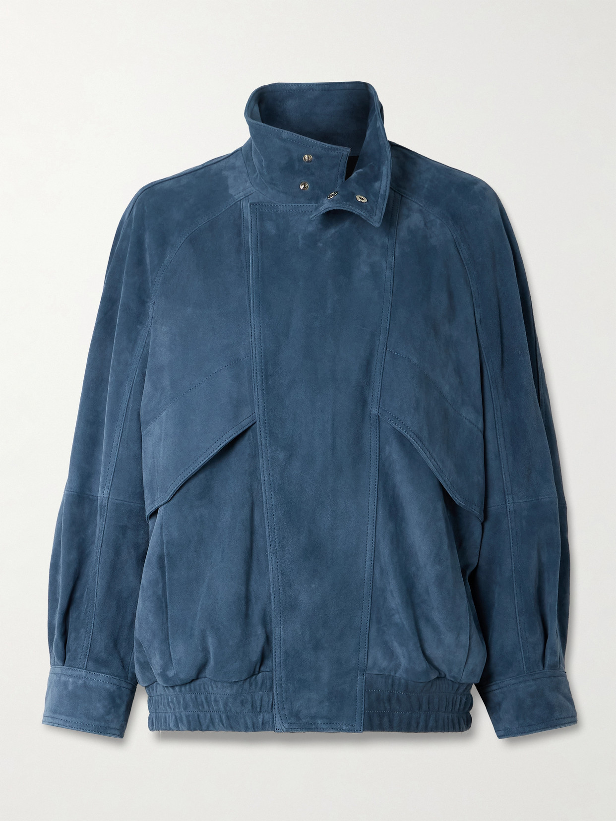 Nour Hammour Ariste Oversized Paneled Suede Jacket In Blue