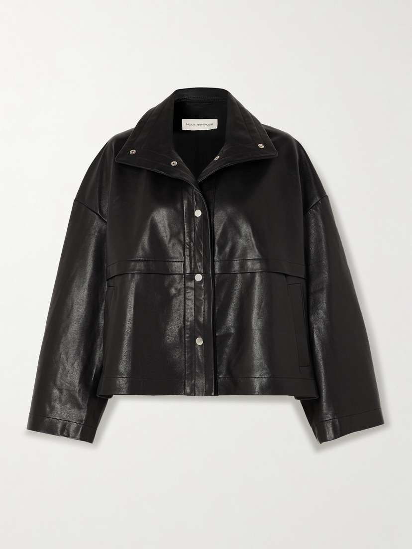 Nour Hammour Park Oversized Textured-leather Jacket
