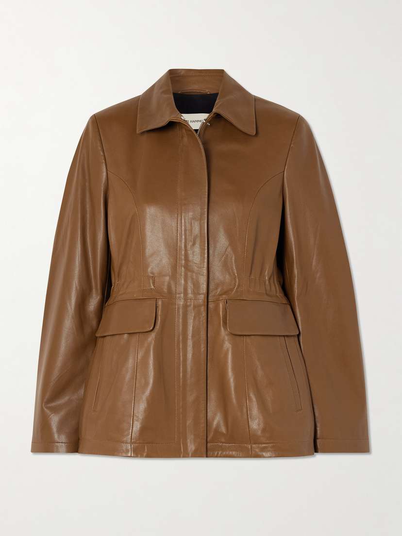 Nour Hammour Wells Gathered Leather Jacket