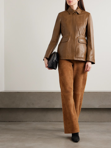 NOUR HAMMOUR Wells gathered leather jacket