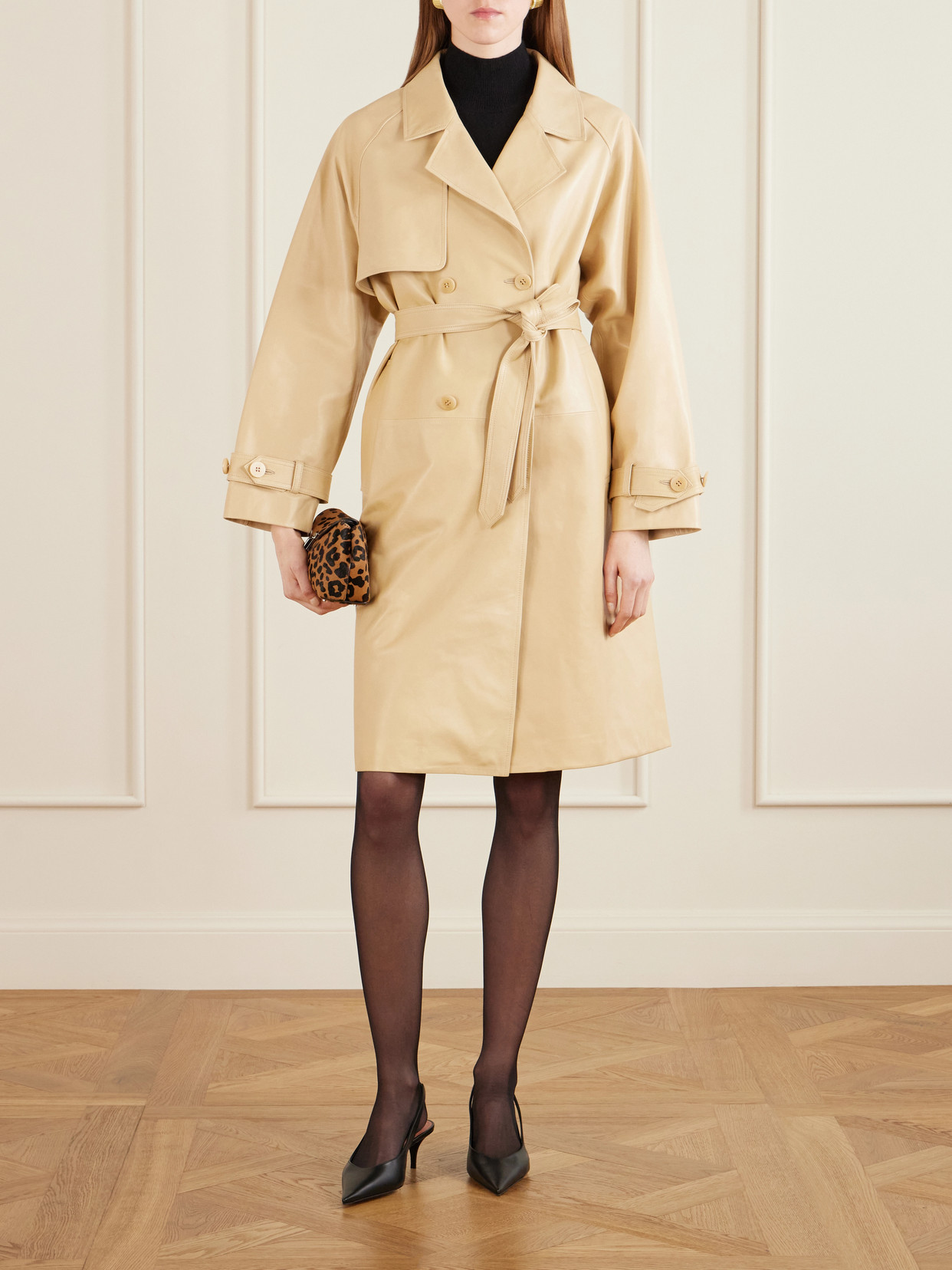 Double-Breasted Belted Trench Coat