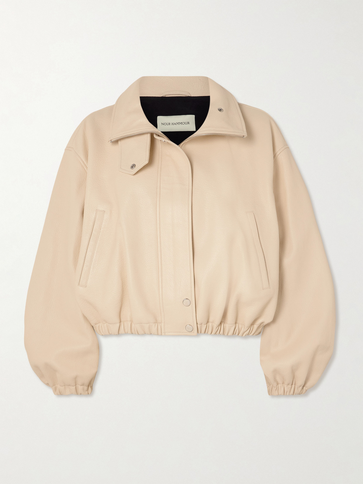 Nour Hammour Pia Textured-leather Jacket In White