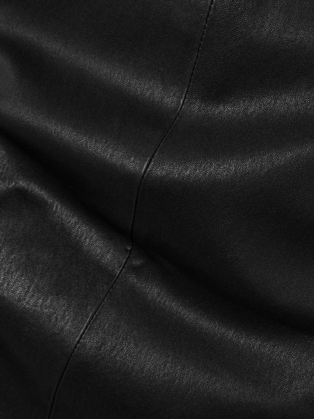 Paneled Leather Pencil Skirt
