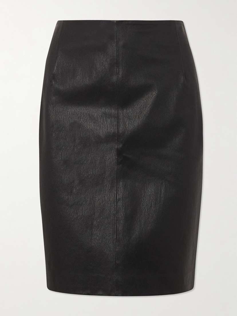 Nour Hammour Paneled Leather Pencil Skirt