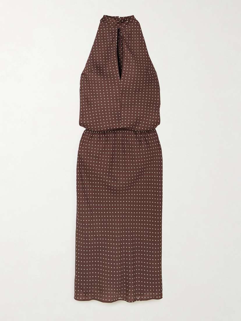 Posse Phoebe Polka-dot Tencel™ Lyocell Halterneck Midi Dress