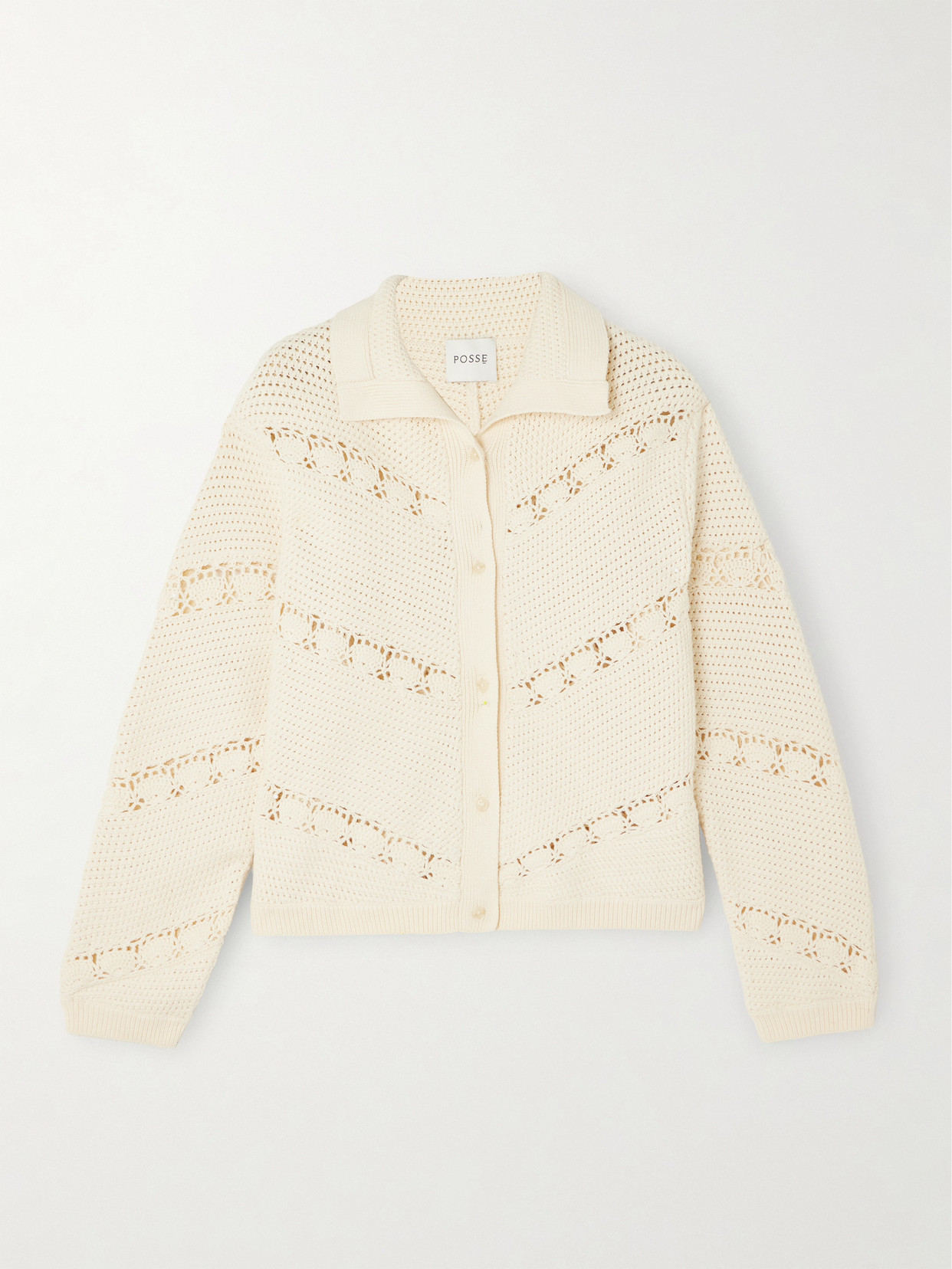 Posse Dylan Crocheted Cardigan In Neutral