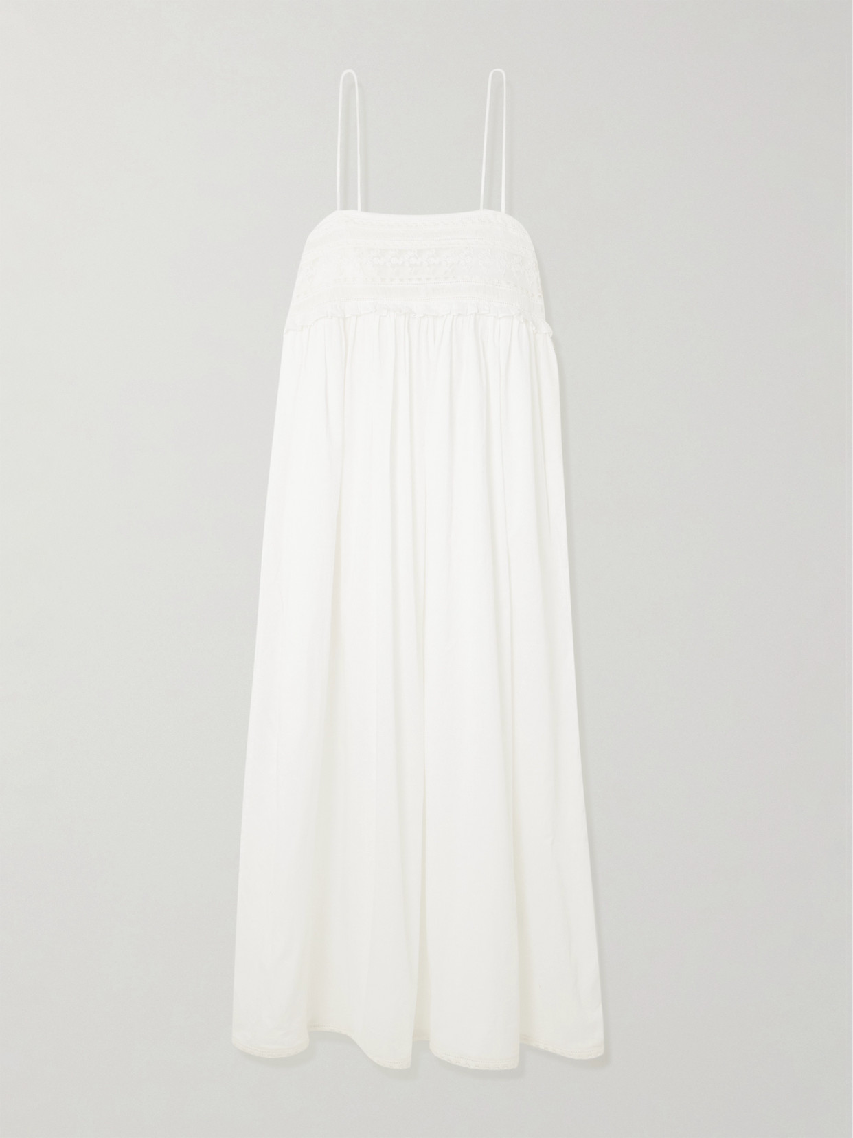 Posse Danielle Lace-trimmed Cotton Midi Dress In White