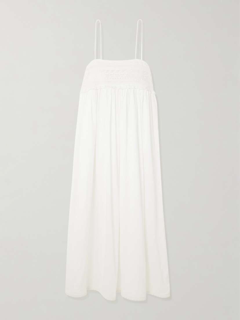 Posse Danielle Lace-trimmed Cotton Midi Dress