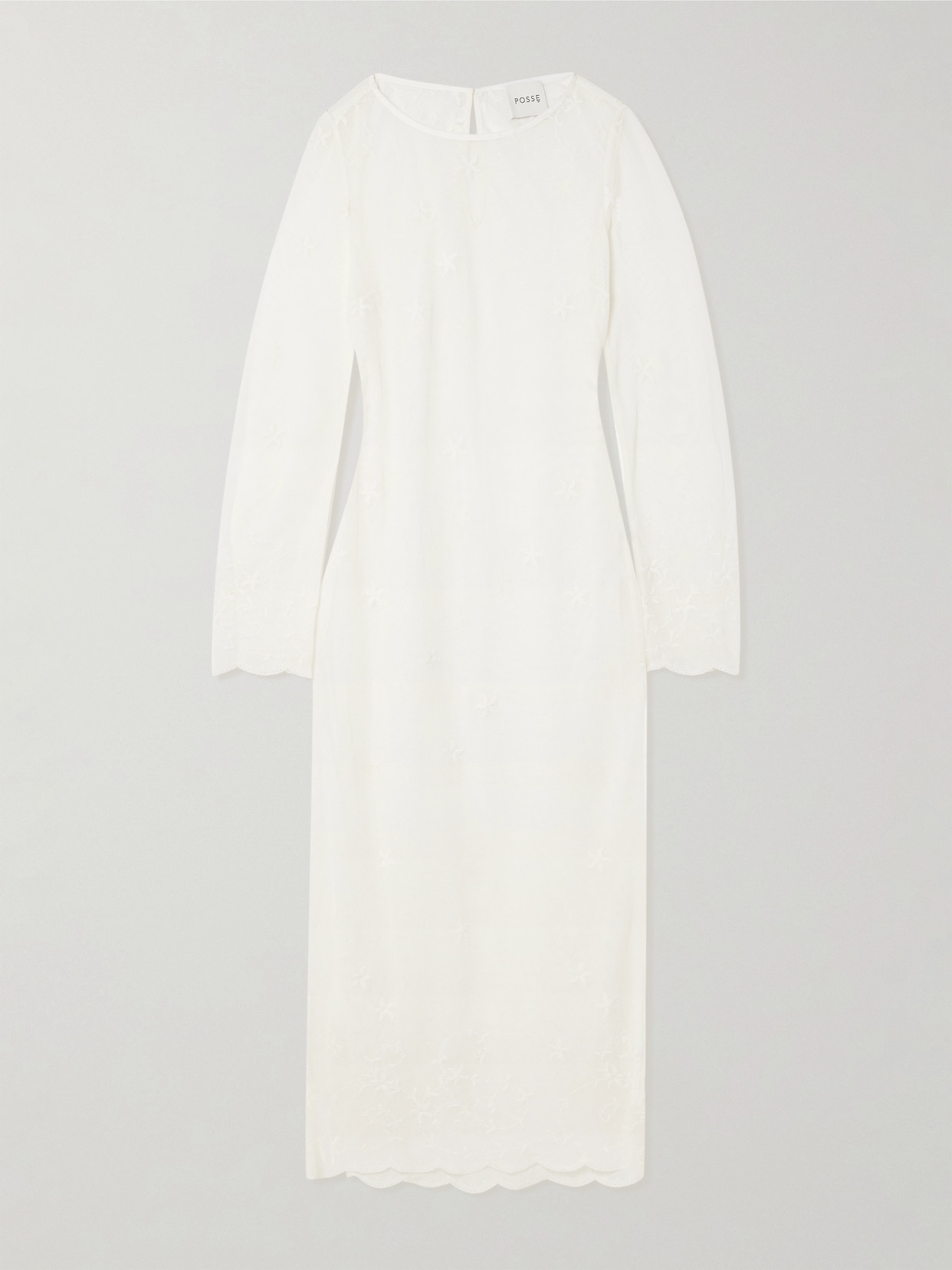 Posse Cove Embroidered Open-knit Cotton Kaftan In White
