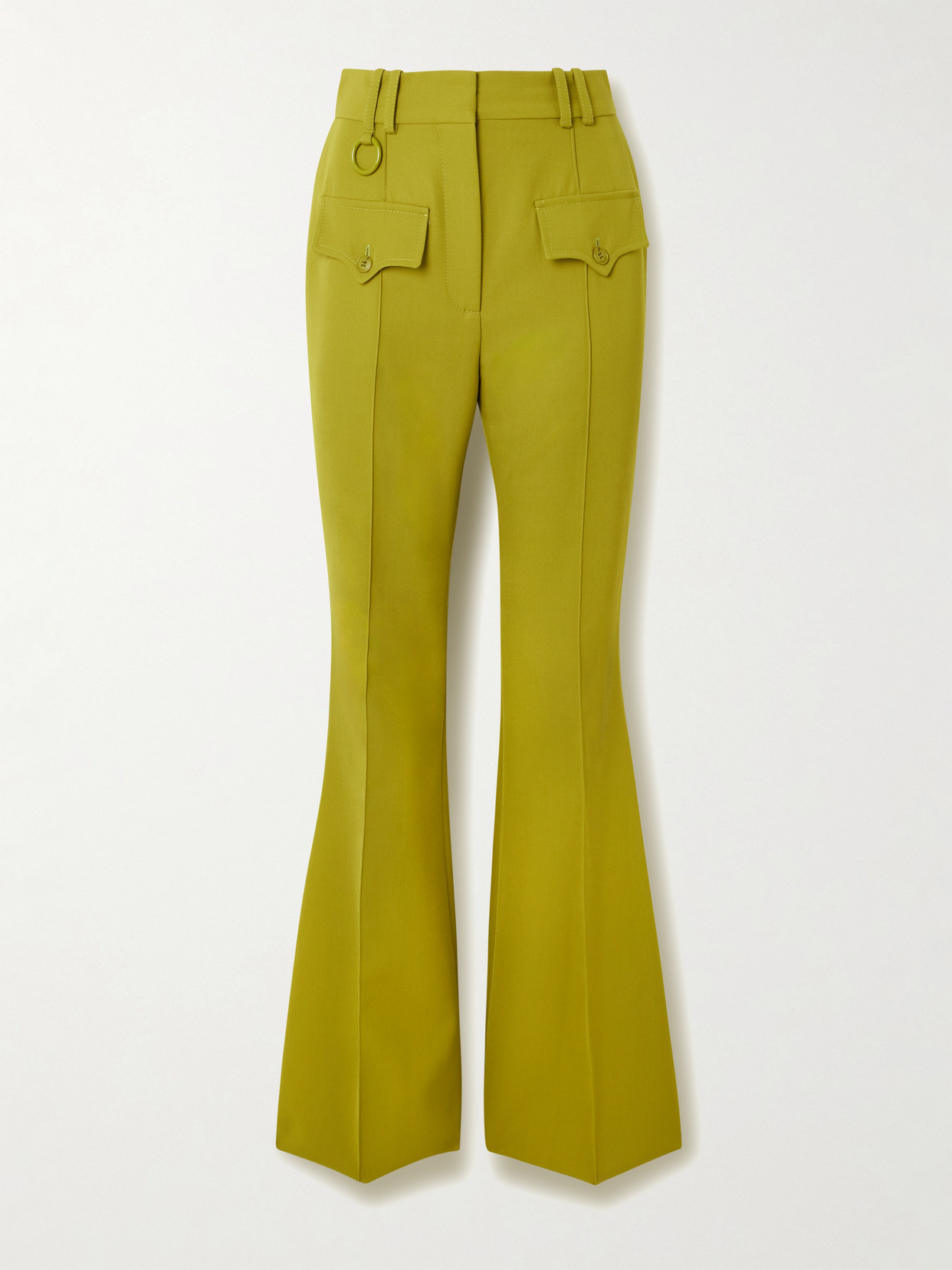 Zimmermann Luna Twill Wide-leg Pants In Green