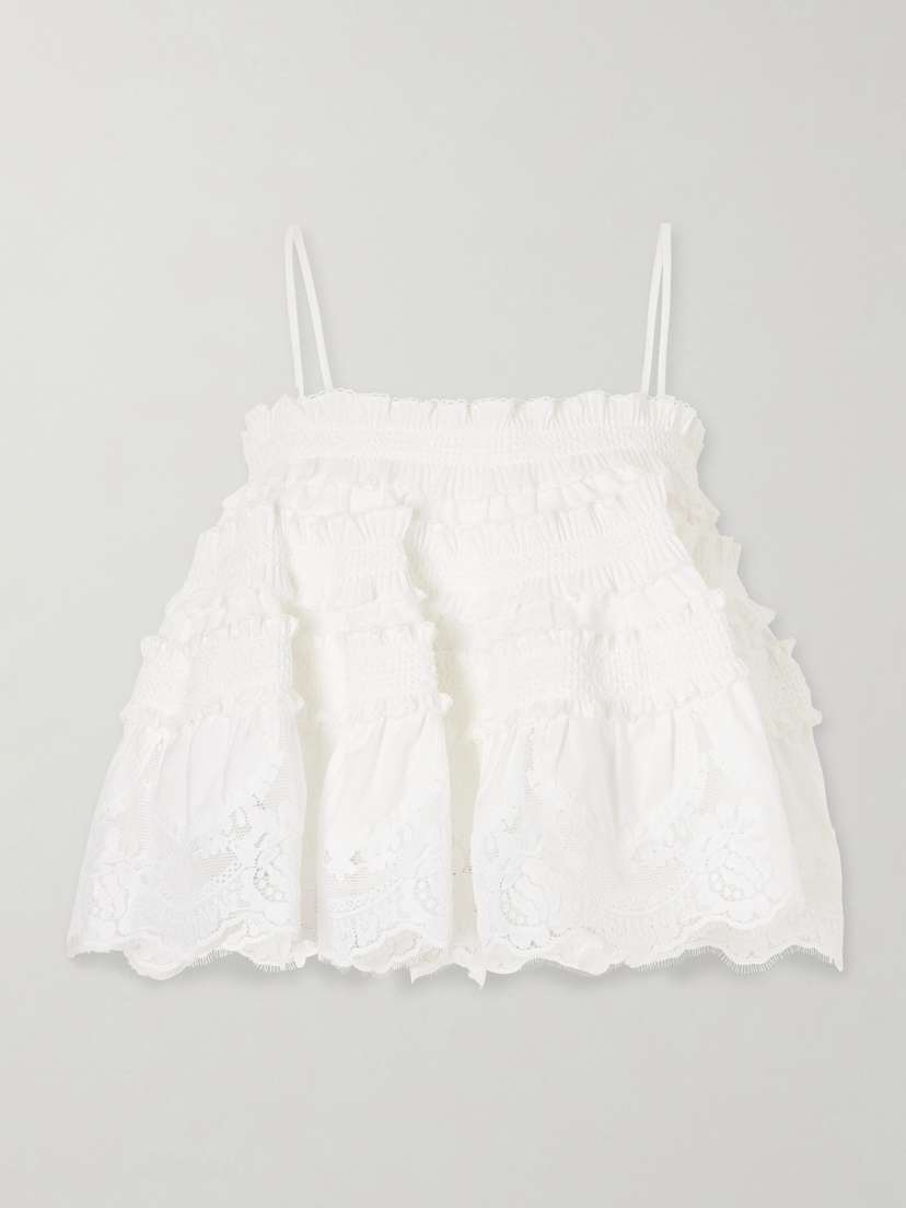 Zimmermann Strapless Lace-trimmed Cotton Top