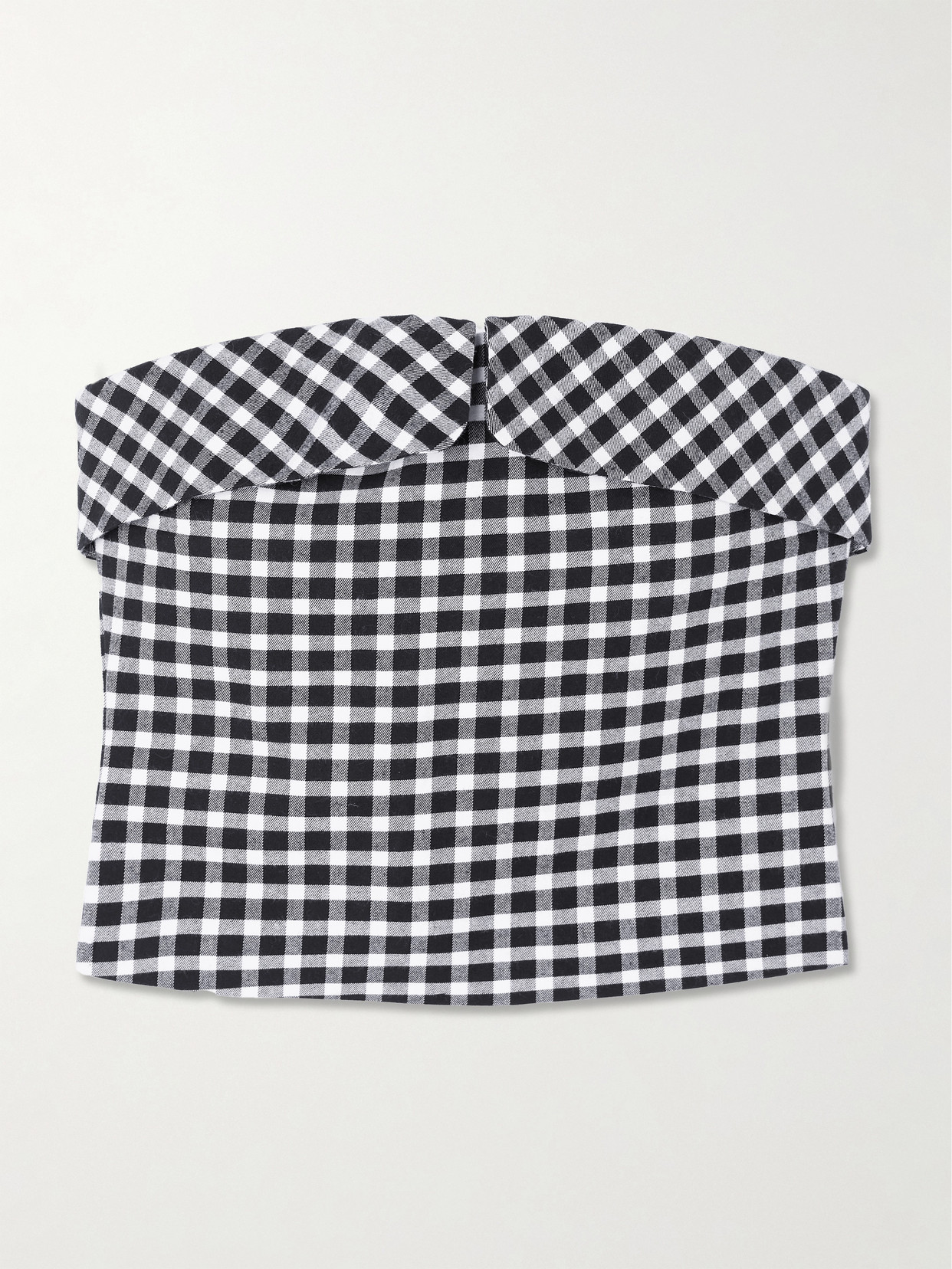 Chiara Cropped Strapless Checked Cotton-Blend Top