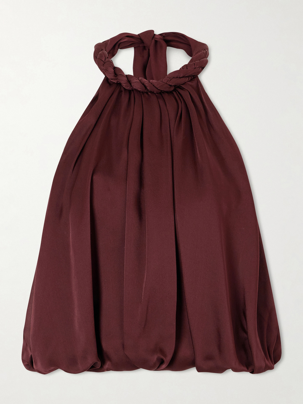Zimmermann Luna Draped Silk Halterneck Top In Burgundy