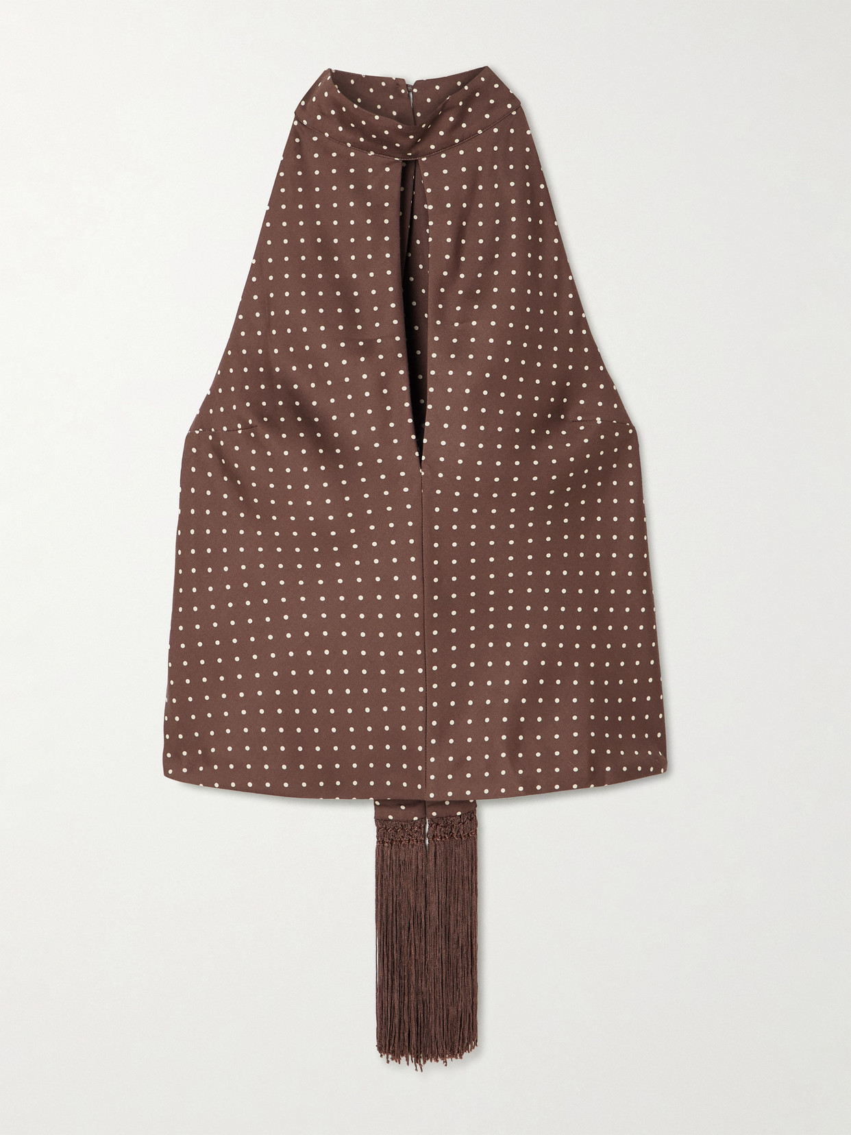 Posse Phoebe Polka-dot Tencel™ Lyocell Halterneck Top In Brown
