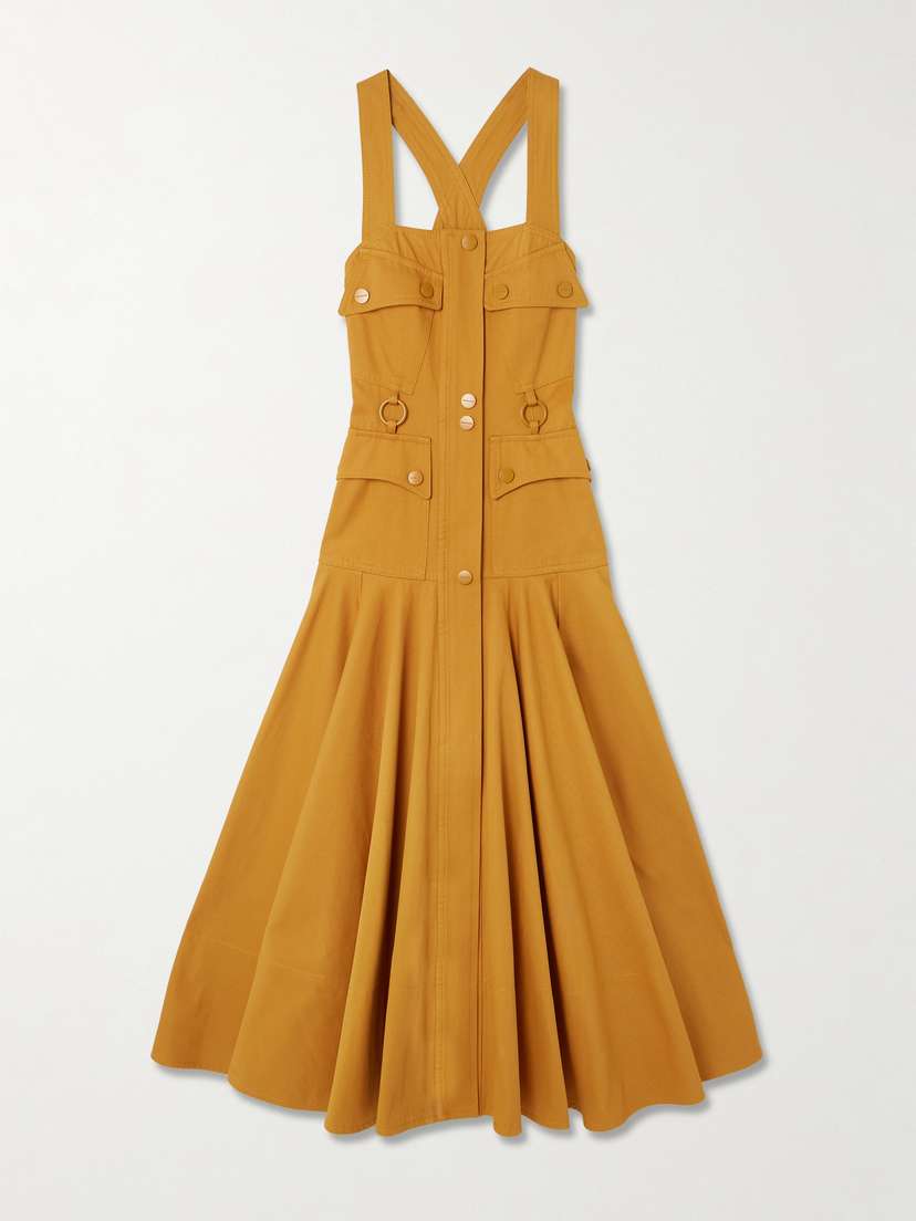 Zimmermann Luna Embellished Paneled Cotton-drill Midi Dress