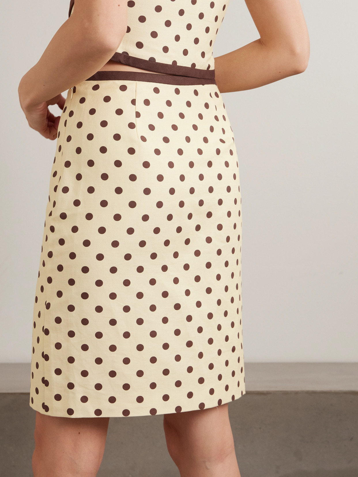 Bowie Wrap-Effect Polka-Dot Linen And Cotton-Blend Midi