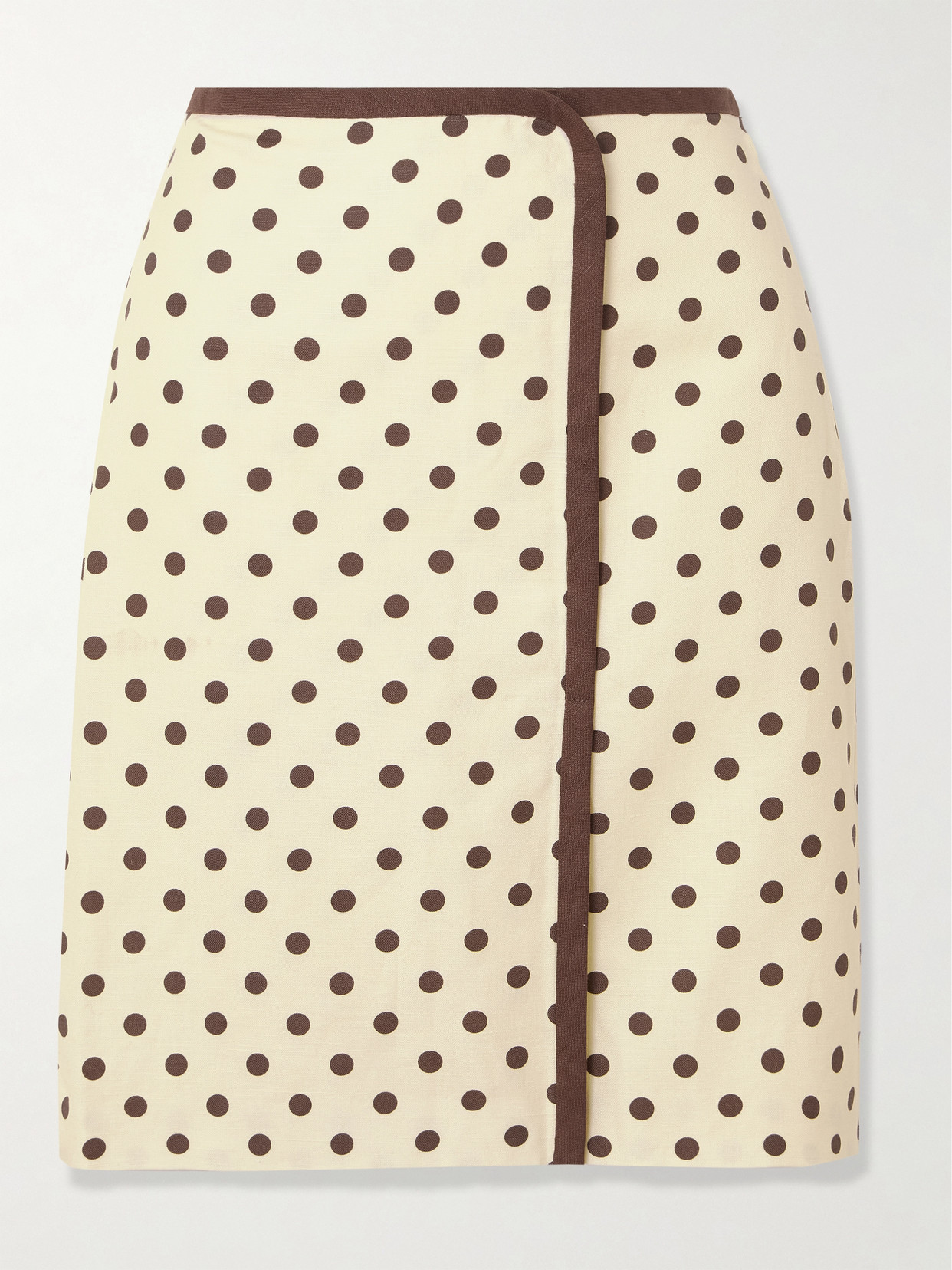 Bowie Wrap-Effect Polka-Dot Linen And Cotton-Blend Midi
