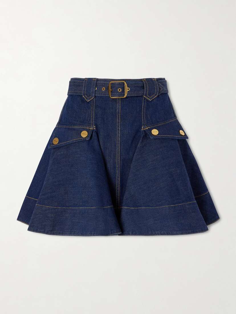 Zimmermann Belted Denim Mini Skirt
