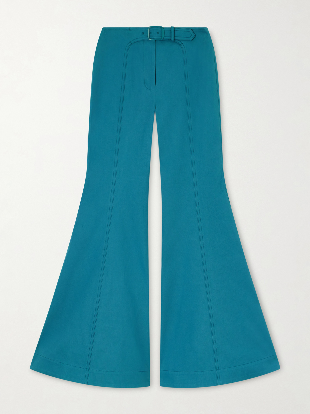 Zimmermann Luna Cotton-drill Flared Pants In Blue