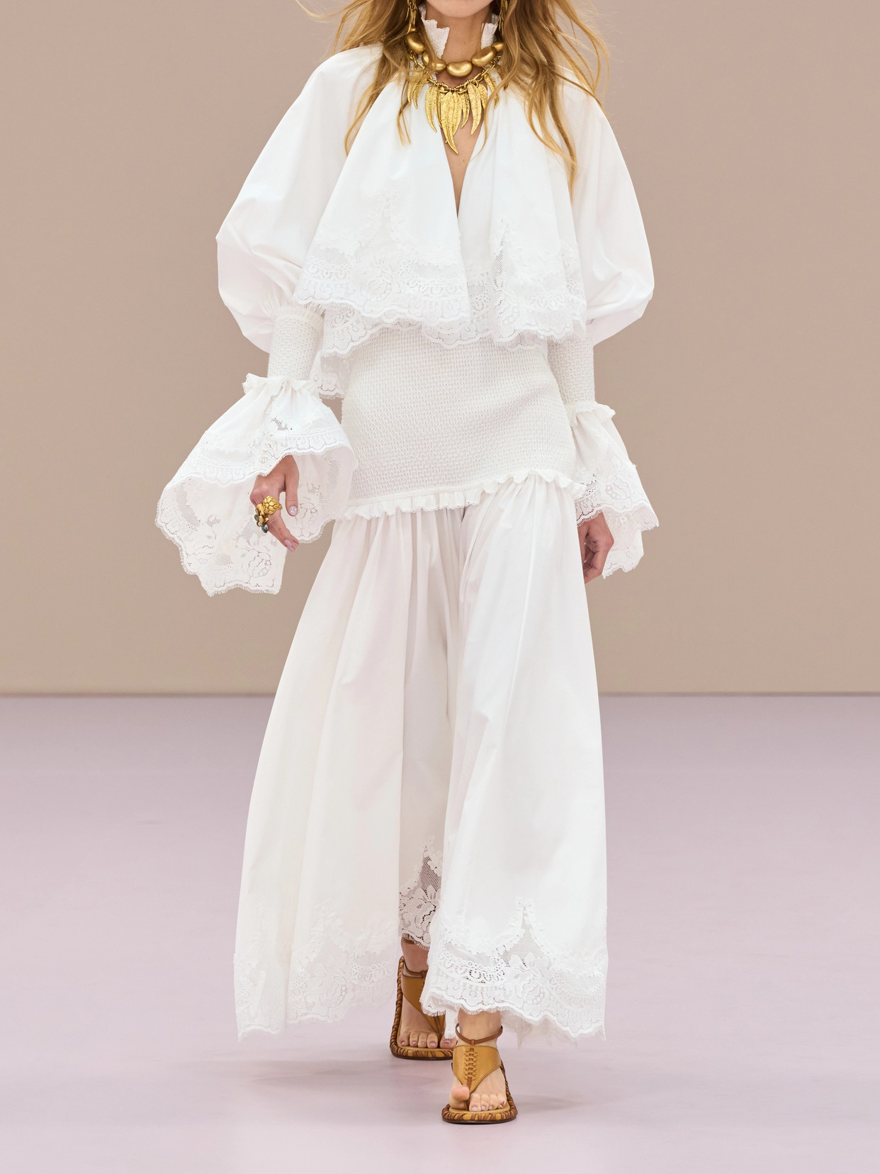 Zimmermann Alchemy Ruffled Shirred Lace-trimmed Cotton-poplin Midi Dress In White